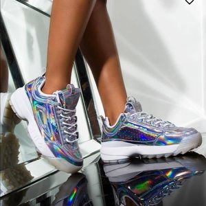 FILA WOMENS DISRUPTOR II IRIDESCENT CHUNKY SNEAKER